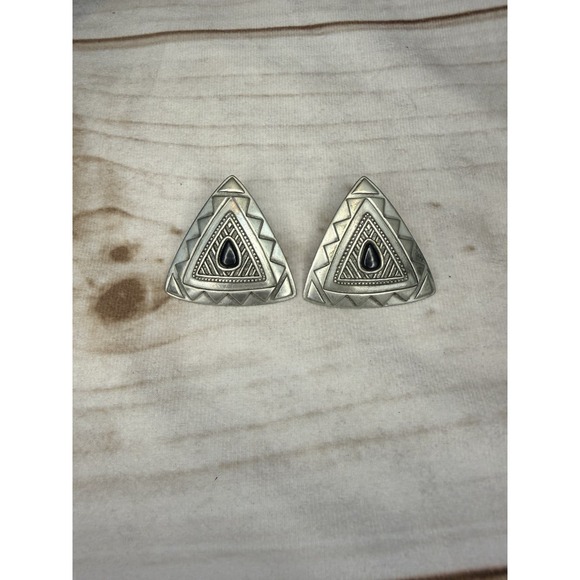 JJ Cole Jewelry - Vintage 1980s Large Triangle Statement Earrings Tribal Southwestern